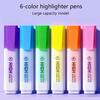 1 шт./6 шт. Флуоресцентные маркеры-выделители с наклонным кончиком, большой емкости - 6 цветов, Студенческие маркеры для выделения, Цветные маркеры, Креативные ручки для подчеркивания