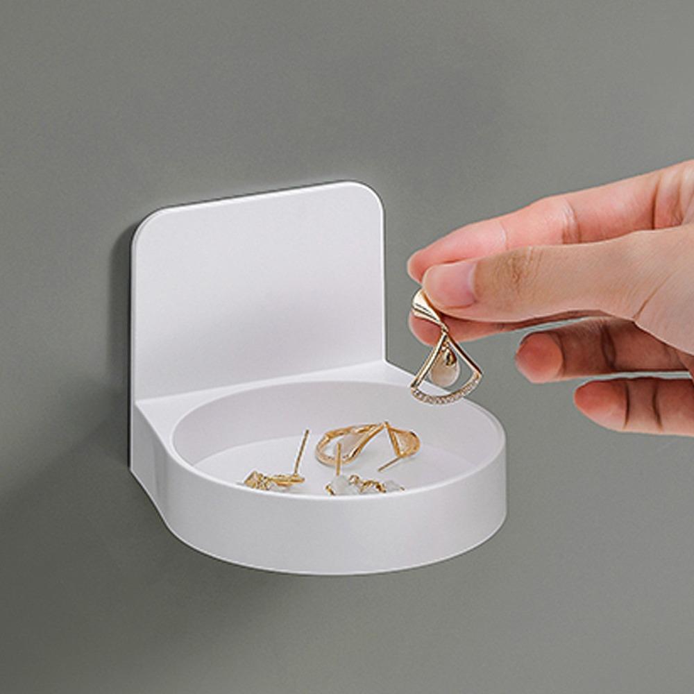 Wall Mounted Bottles Holder White Earring Storage Shelf Kitchen Spice Bottle Support Bathroom