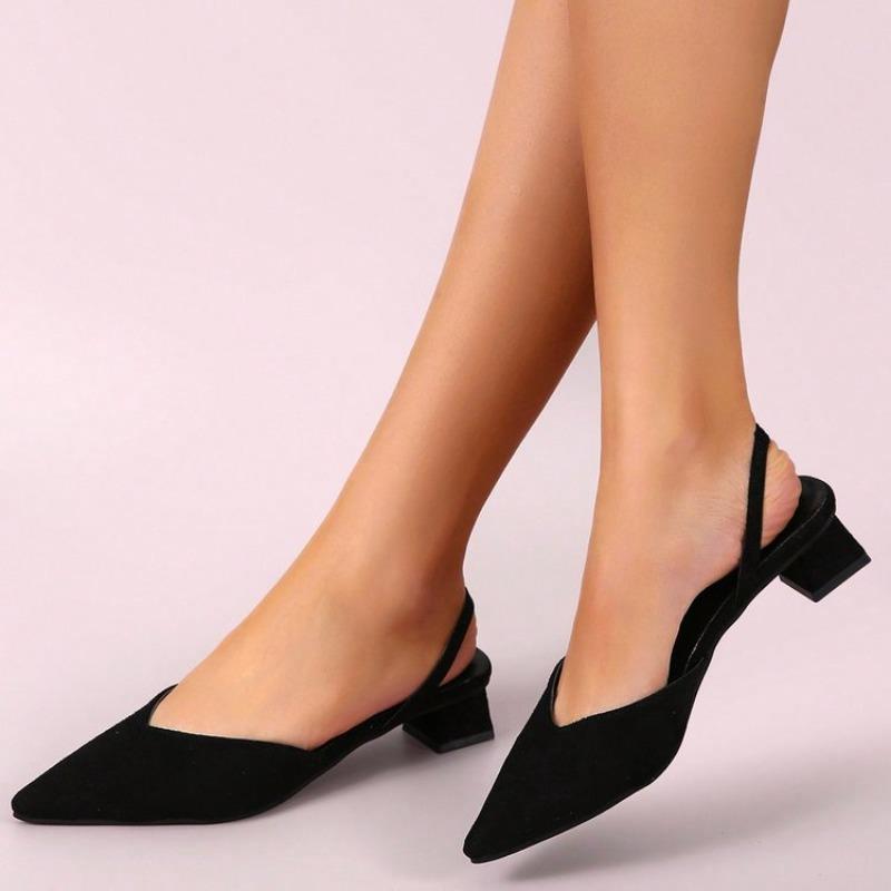 Модная обувь для женщин Горячая распродажа Слингбэки Женские туфли на высоком каблуке С мелким вырезом Офисные и карьерные Сексуальные Слипоны Мысок Гладиаторские сандалии