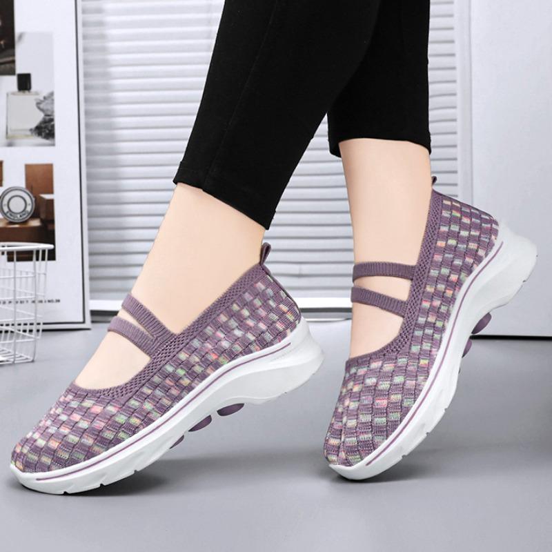Новые модные дышащие туфли для мам на лето, легкие, мягкие, подошва спортивная обувь для ходьбы, одна нога, сетка, нескользящая женская обувь