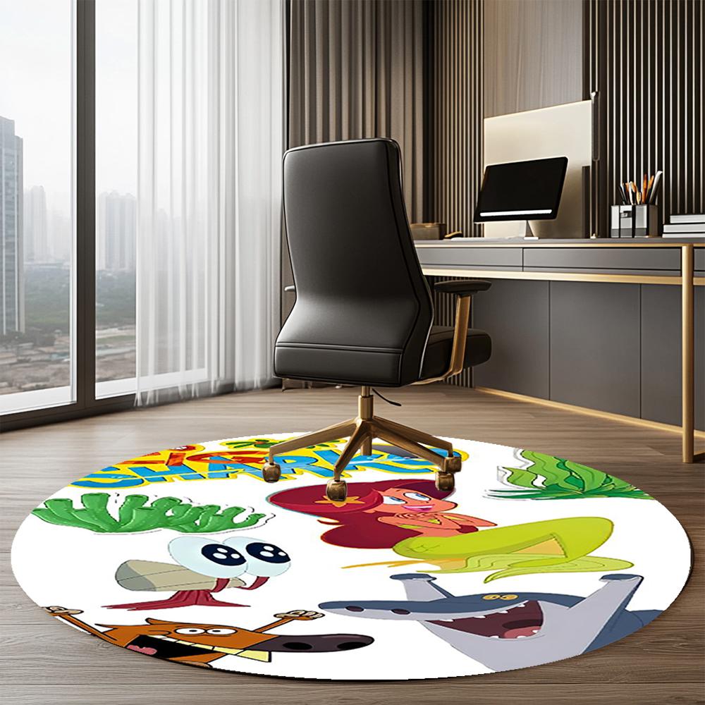 Zig & Sharko Printed Round Rug Carpet Chair Rug Area Rug Entryway Doormats,for Office Chair Living Room Bedroom Kitchen Room.