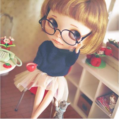 W.dolly Ретро круглые очки для кукол Blythe и 13-дюймовых кукол, Выберите свой цвет (черный)