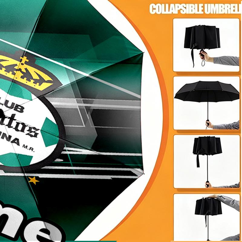 Custom Name Personalized Club Santos Laguna Print Umbrella, Auto Open Close, 8‑Rib Sturdy Frame, Commute Camping Hiking Use, Birthday Gift