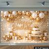 2D flat luxury birthday party banner background - Platinum Wind birthday theme, indoor and outdoor celebration scenes