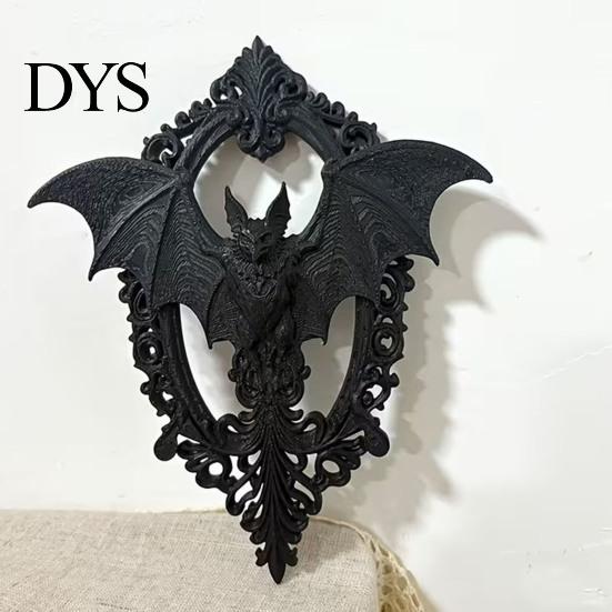 Акцентная настенная декорация в индустриальном стиле, 3D-печатное готическое летучее мышь, подвесной декор, винтажная рама, искусство с детализированными крыльями, темная скульптура для Хэллоуина, домашнего гостиного