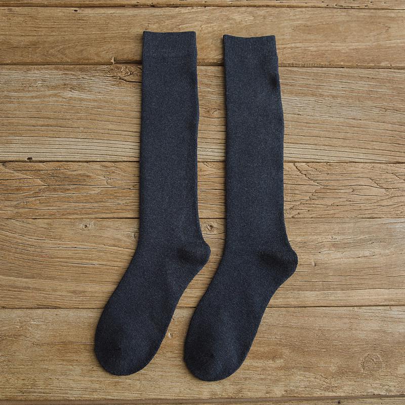 Women's Solid Color Thick Winter Knee-High Cotton Socks
