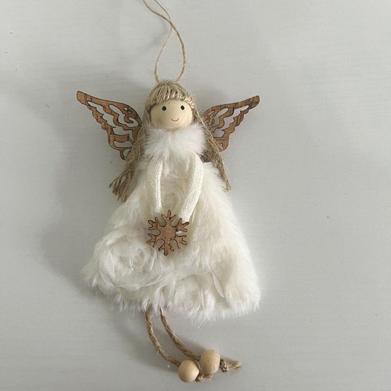 1 шт. подвесное украшение на рождественскую елку с деревянными полыми крыльями рождественская кукла-ангел
