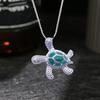 Ожерелье с подвеской в ​​виде синей морской черепахи, блестящие стразы, ожерелье для здоровья и долголетия, ювелирное изделие на день Святого Валентина, подарок
