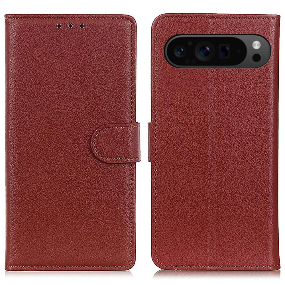Чехол-книжка из ПУ-кожи с текстурой личи для Google Pixel 10 Pro XL/9 Pro XL