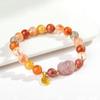 Natural Golden Silk Agate Pumpkin Bracelet with Citrine and Jade Rabbit Pixiu Charms for Women