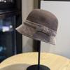 Autumn and Winter New Style Wide Brimmed Small Woolen Fisherman's Hat Showing Face Female Hepburn Style  Elegant and Warm Windproof Basin Hat