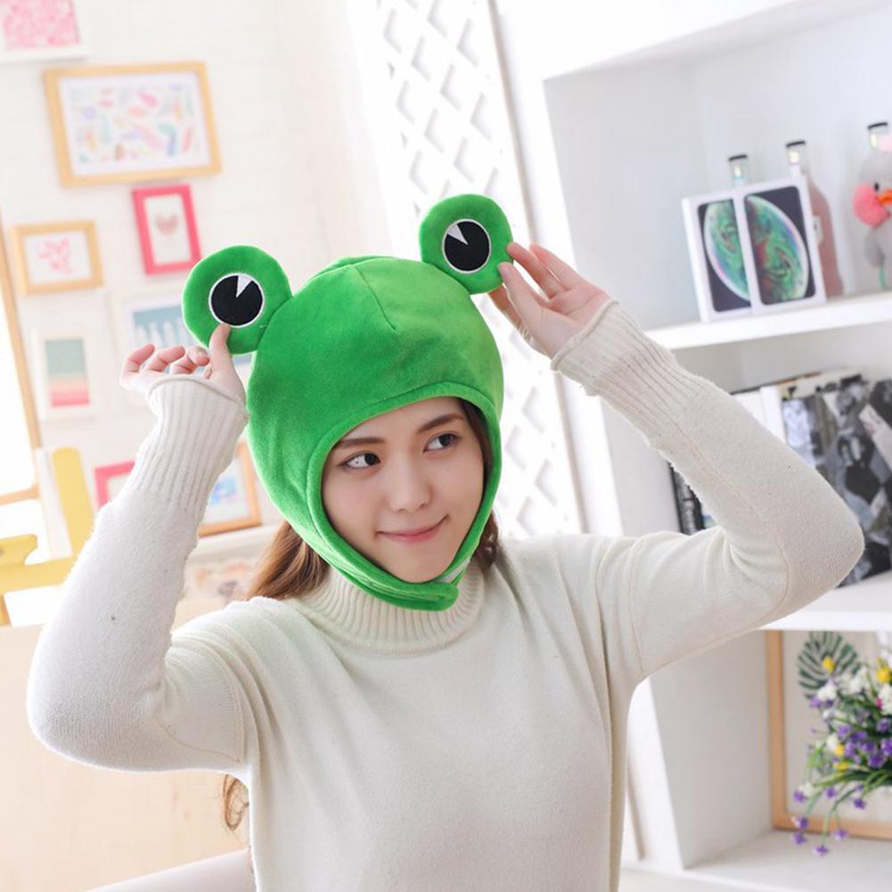 Funny Big Frog Eyes Cartoon Plush Hat Toy Green Headgear Cosplay Cap Cap Casual Festival Ears C P1Z8