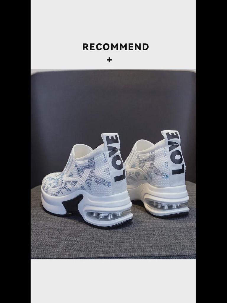 2025 Весна/Осень Белые Туфли со Стразами - Стильные Высококачественные Корейские Женские Кроссовки