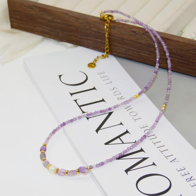 Весенне-летний жемчужный и аквамариновый кристальный аметистовый колье - Идеально для студентов и лучших друзей