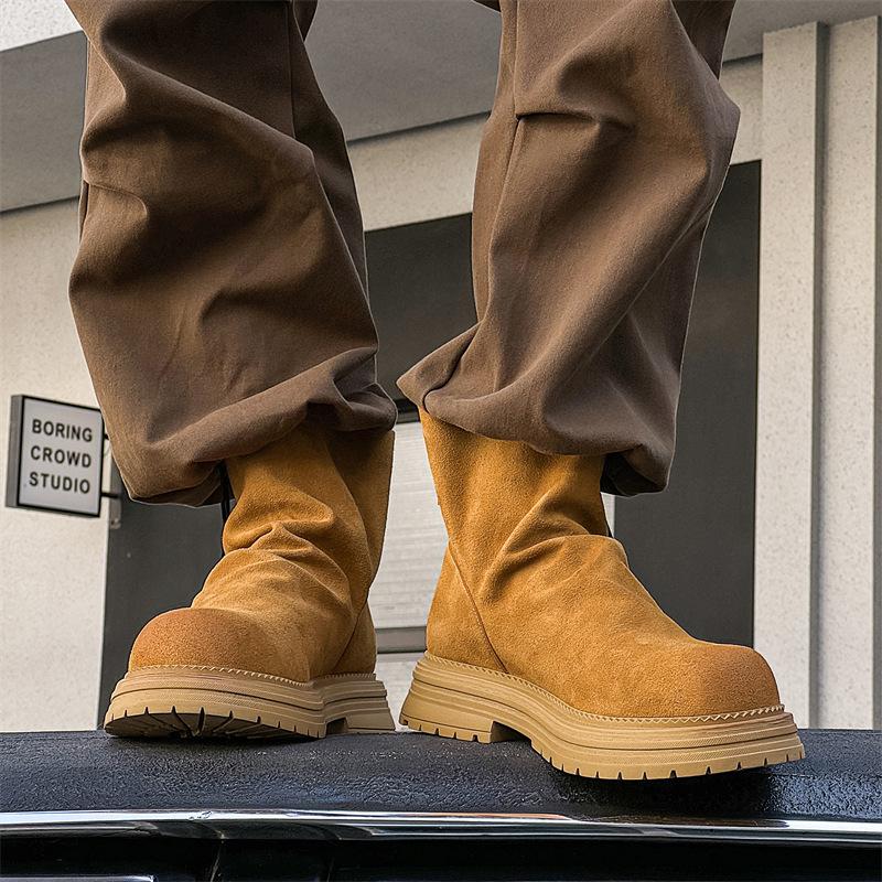 Martin boots 2024 autumn and winter new round head thin boots locomotive boots thick-soled short boots retro 97223-J