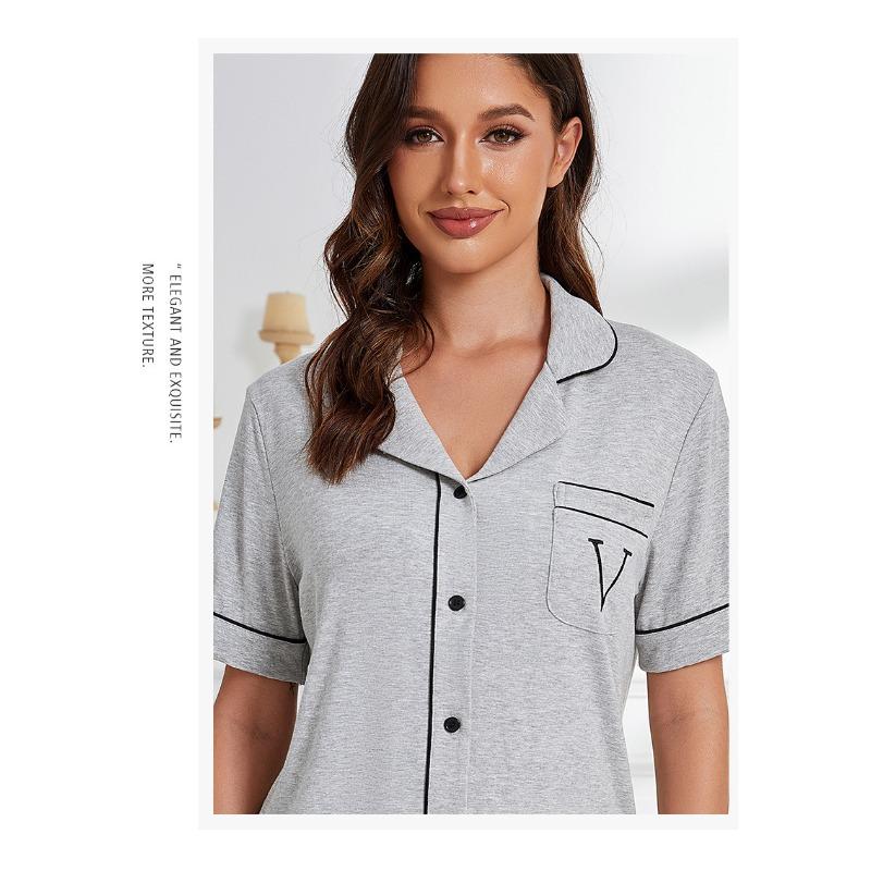 Женская весна и лето новая домашняя одежда модал хлопок большие ярды пижамы женские свободные трендовые шорты с короткими рукавами костюм с обратным воротником