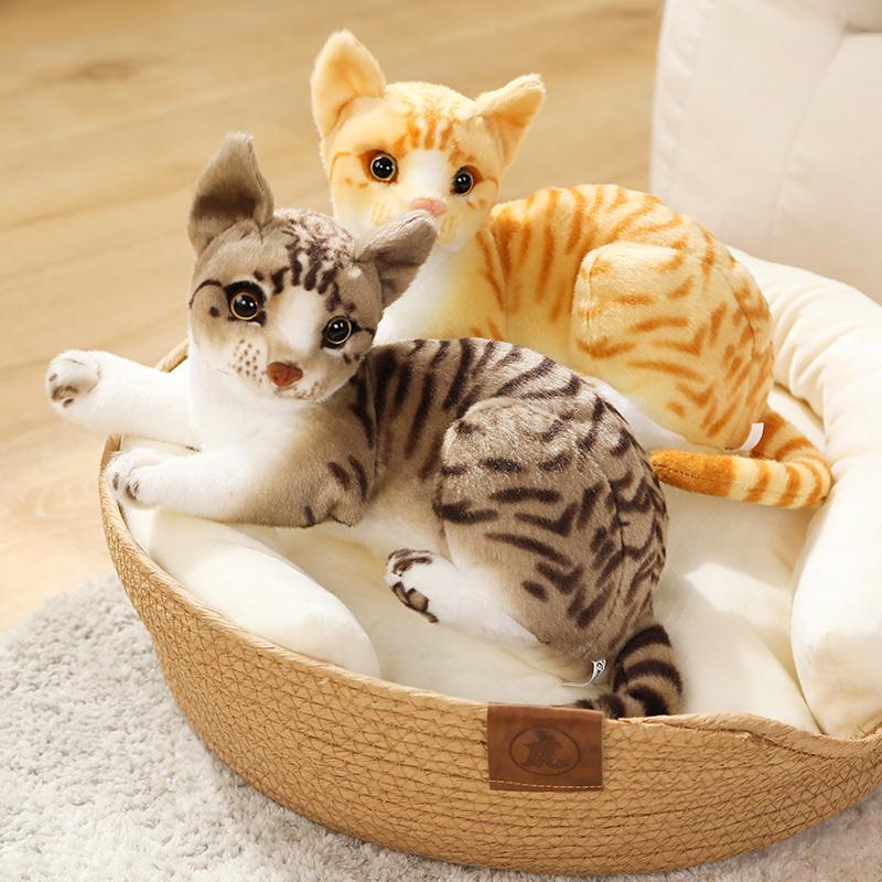 27/33/40CM Realistic Cartoon Simulation Cat Plush Toy Children's Soothing Companion Sleeping Flower Cat Doll Christmas Gifts