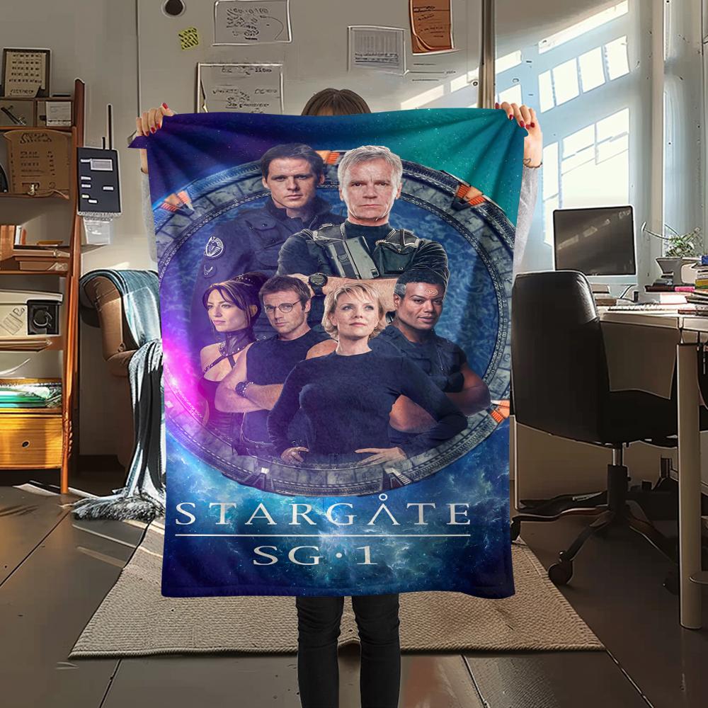 1 шт. Фланелевое одеяло с принтом Stargate SG-1, Высокое качество, Для всех сезонов, Декор для дома, Тепло и уют, Идеально для Рождественских подарков