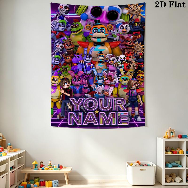 Name Custom Freddy Nights Wall Tapestry Aesthetic Wall Hanging Printed Fabric Blanket Decorative Tapestries for Bedroom Living Room Home Decor