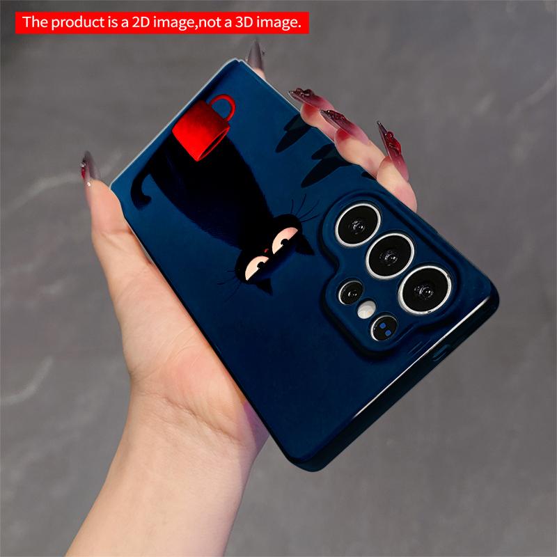 2DFlat Samsung phone case Grumpy Black Cat with Red Mug Applicable to Galaxy S23 S24 S25ULTRA S26 A12 A14 A15 A16 A54 A55
