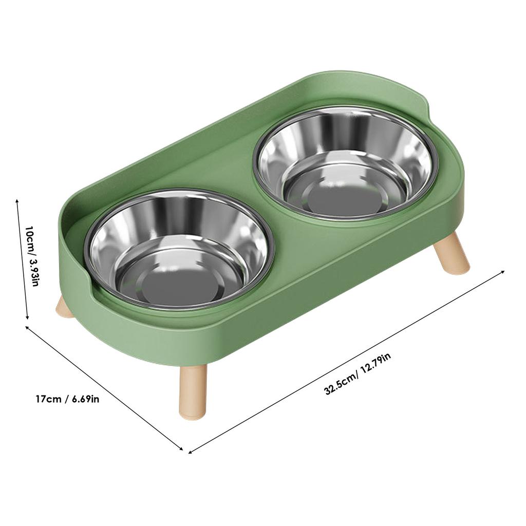 Elevated Dog Bowl Set Anti Splashing Stainless Steel Raised Food and Water Bowl with Anti Slip Foot Pad