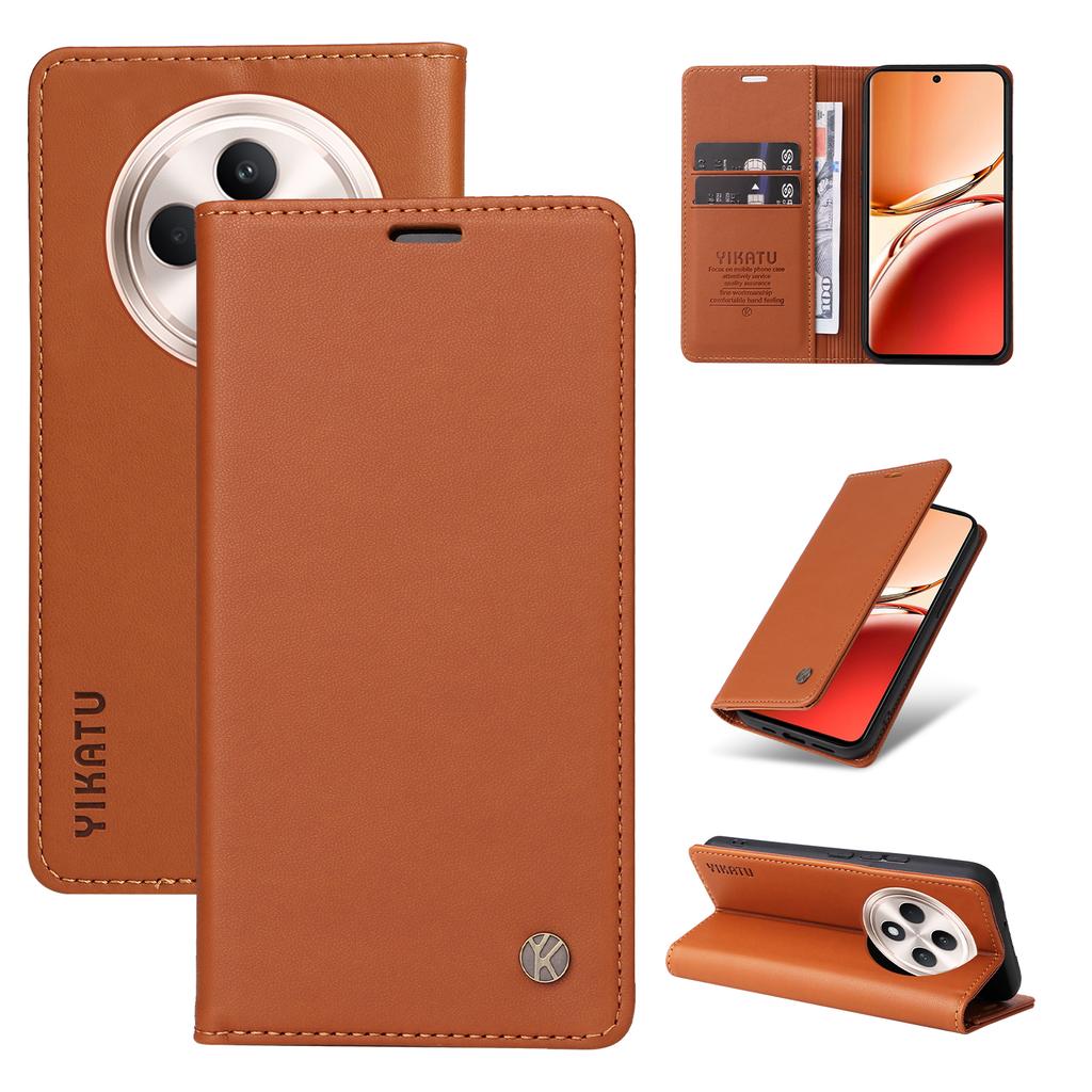 YIKATU YK-001 For Oppo Reno12 F 4G Case Wallet Leather Phone Cover Strong Magnetic Closure