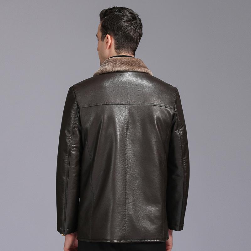 Кожаная куртка мужская из натуральной кожи с мехом, универсальная, на осень и зиму, бархатная, дубленка для папы среднего возраста