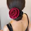 Autumn Classic Bordeaux Satin Hair Ties with Vintage Rose Design FrenchStyle Rose Shape Scrunchies Elegant Hair Accessories