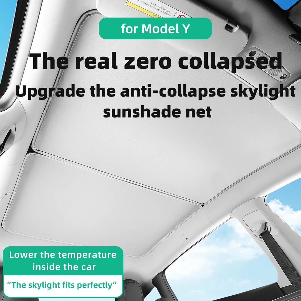 LUCKEASY для Tesla Model Y -2023 Автомобильная внутренняя солнцезащитная сетка Split 2 таблетки Anti-Clap Skylight Sunshade Net Protector