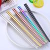 1 Pair Reusable Rainbow Portable Stainless Steel Dining Chopsticks Kitchen Tool