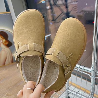 Женские зимние туфли на плоской подошве, теплые бархатные женские туфли большого размера, повседневные туфли с большим носком для женщин