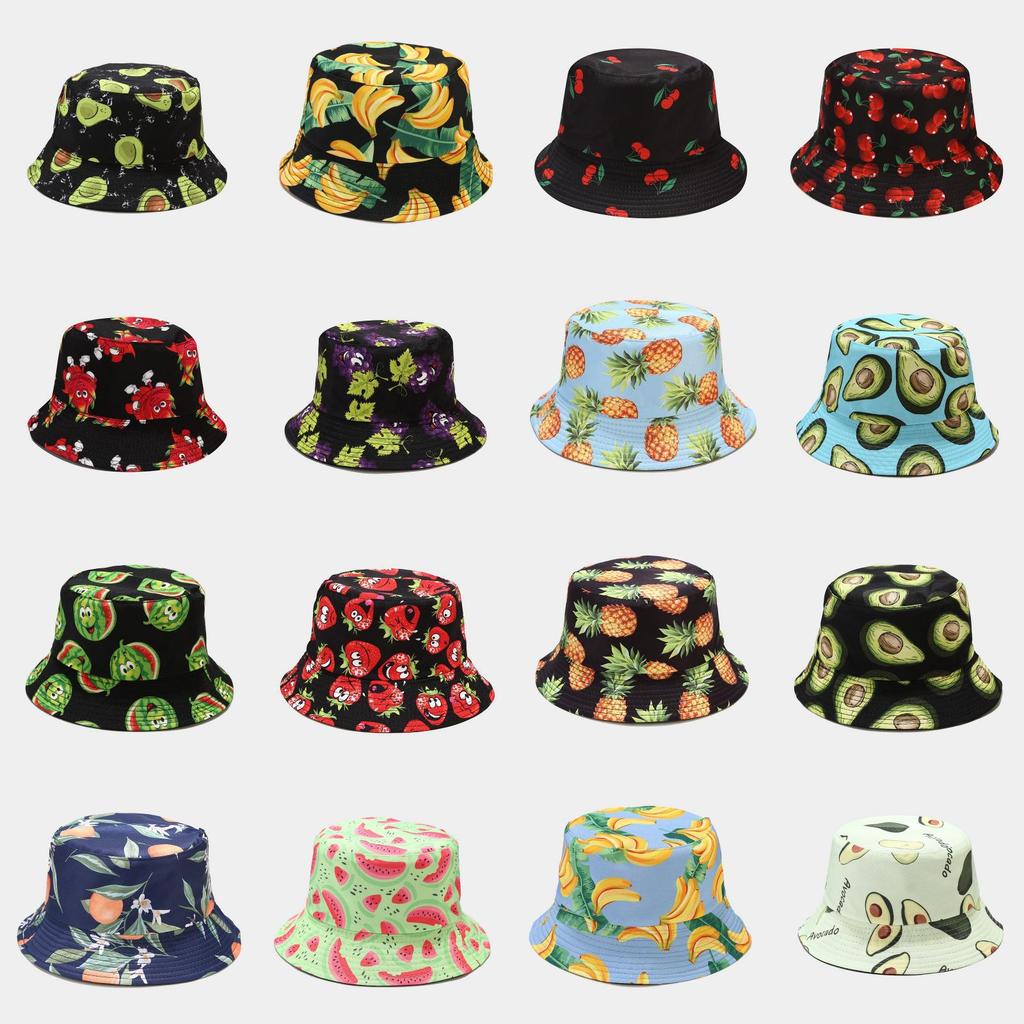 Fruit Pattern Fisherman Hat With Wide Brim For Summer Sun Protection And Casual Wear
