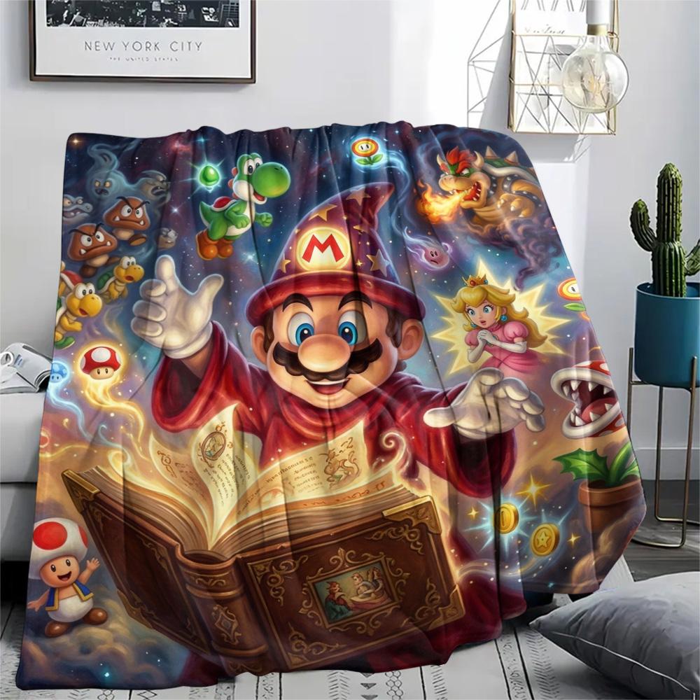 Super Mario Print Flannel Blanket, Ultra Soft High Quality All Seasons Warm Throw, Home Decor Cozy Blanket, Perfect Christmas Gift