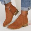 Fashion Women's Boots Autumn Solid Color Pointed Toe Suede Thick Heel Booties Women Plus Size 43 Zipper Low Heeled Ankle Boots