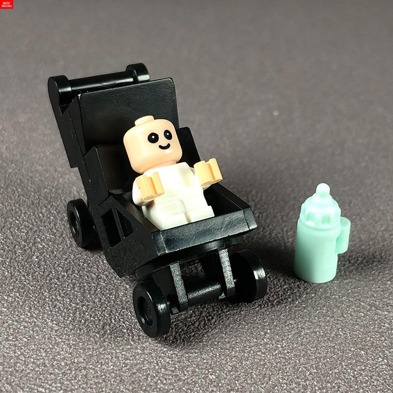 MOC Кубики Детская коляска люлька для младенцев подставка для бутылочки Обучающие Строительные Блоки Игрушки для Детей Девочек Подарок