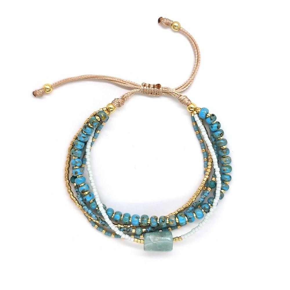 Stackable Style Multi-Layer Wrap Bracelet Turquoise Beads Boho Beaded Bracelets Beach Jewelry