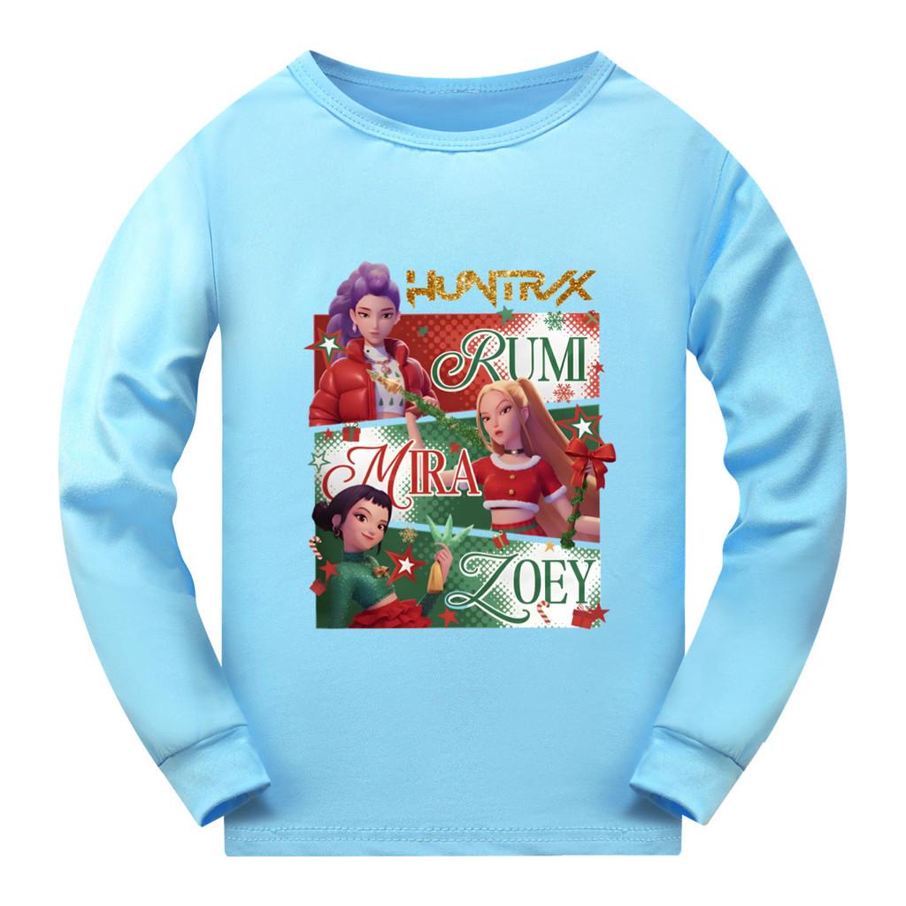 5181 Детская футболка с длинными рукавами с принтом суперзвезды Руми Зои Мира на Рождество и Новый год для девочек