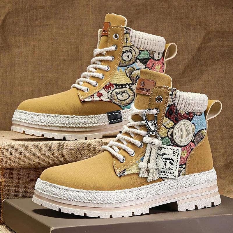 Зимние мужские ботинки на платформе для мужчин, оригинальные мужские ботинки в стиле ретро, удобные кожаные ботинки Zapatillas Hombre