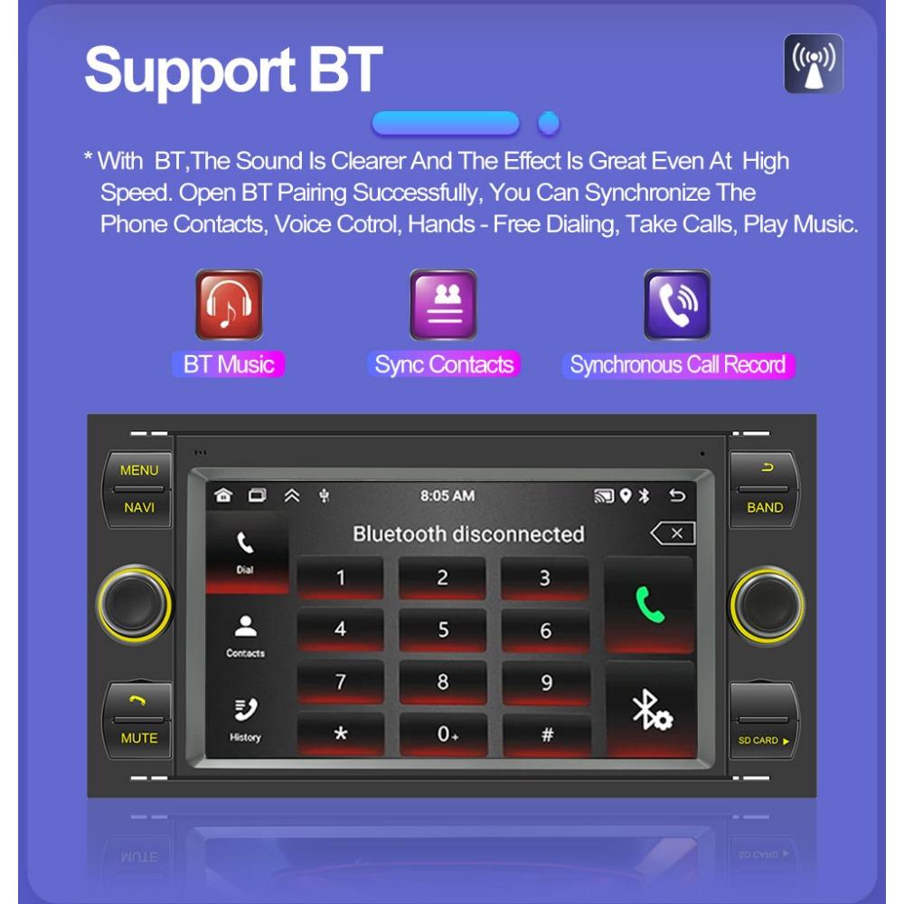 Car Radio Multimedia Player For Ford Focus 2007 Mondeo S-max C MAX Kuga Galaxy Fiesta Transit Fusion 2 Din Android Carplay GPS Autoradio 1+32GB