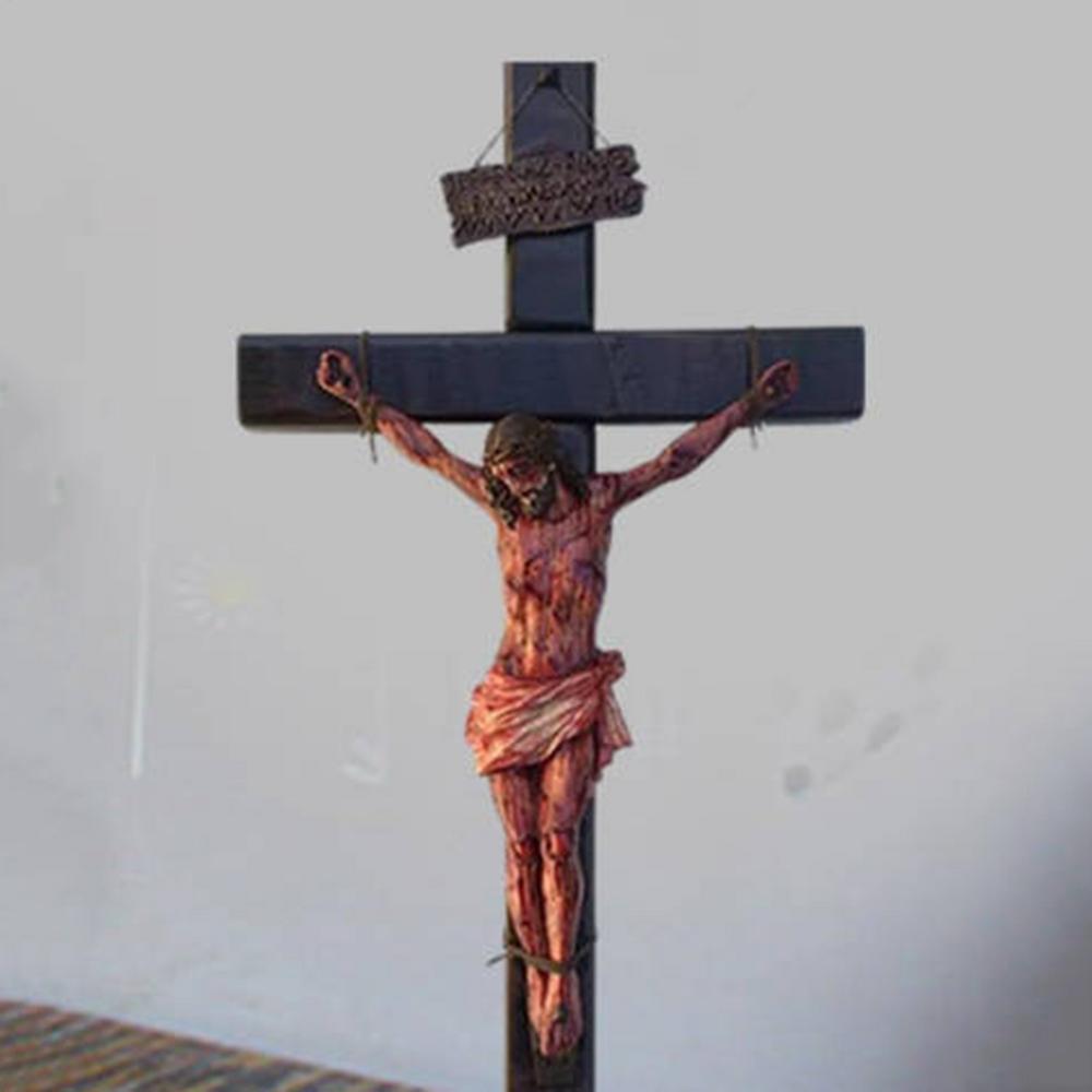 Catholic Crucifix For Wall Handmade Meditation Crucifix Renaissance Sculpture Collectible Figurines Religious Jesus Christ Wall