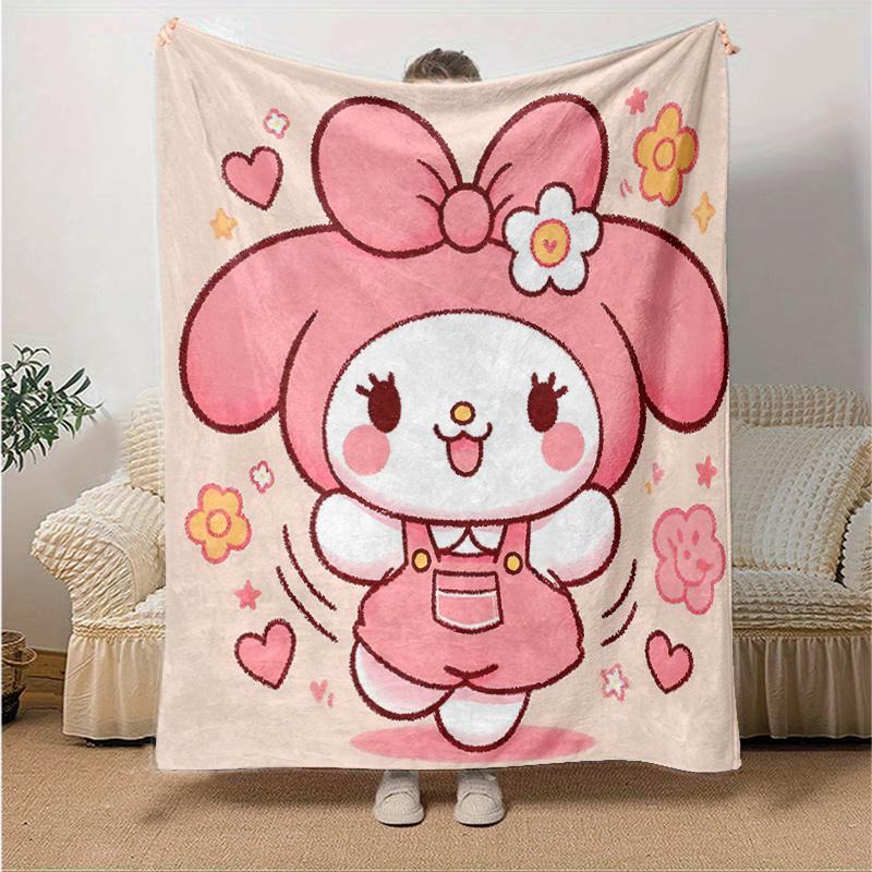 1pc Cartoon My Melody Blanket Room Decor, Soft Bedding Cover, Living Room, Travel, Camping, Car Blankets, Beach, Office Naps, Perfect Gift, All Season