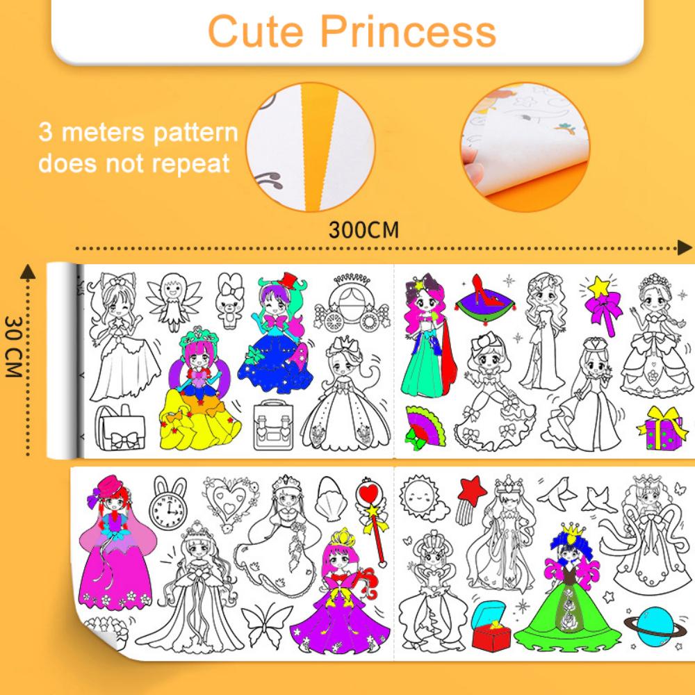 Детский рулон для рисования, липкая цветная бумага для наполнителя, свиток для граффити, рулон раскраски для детей, развивающие игрушки для рисования своими руками