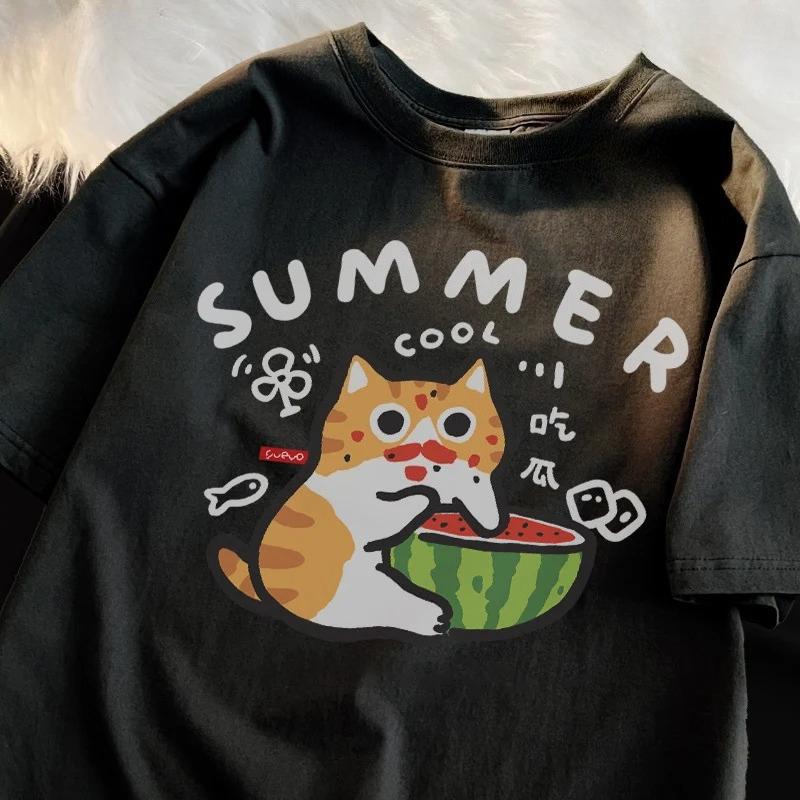 Unisexs 100 Cotton Printed Pattern Shortsleeve Tshirt Loose Fit Comfortable Versatile Trendy Highquality