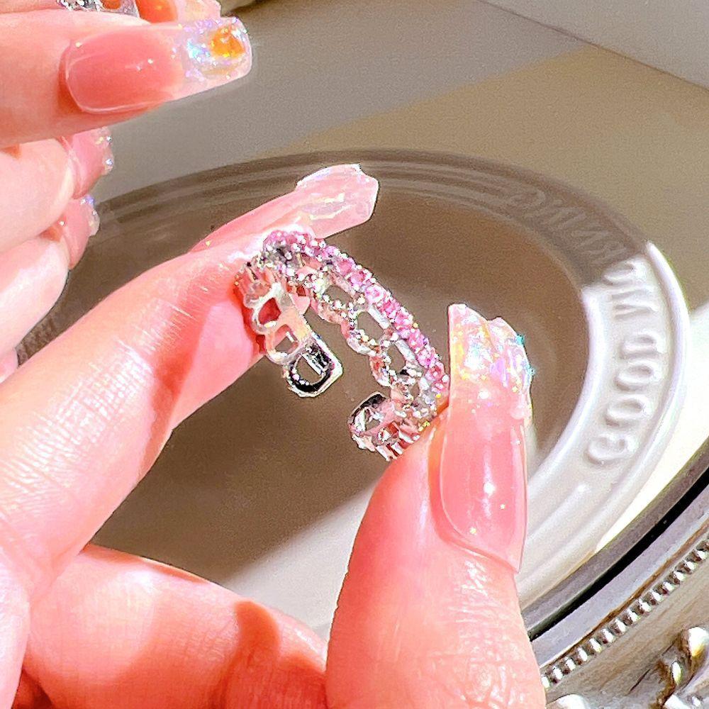 17KM Fashion Luxury Pink Baguette Cubic Zirconia Engagement Rings for Women Marquise Crystal Stone Wedding Party Jewelry Gift