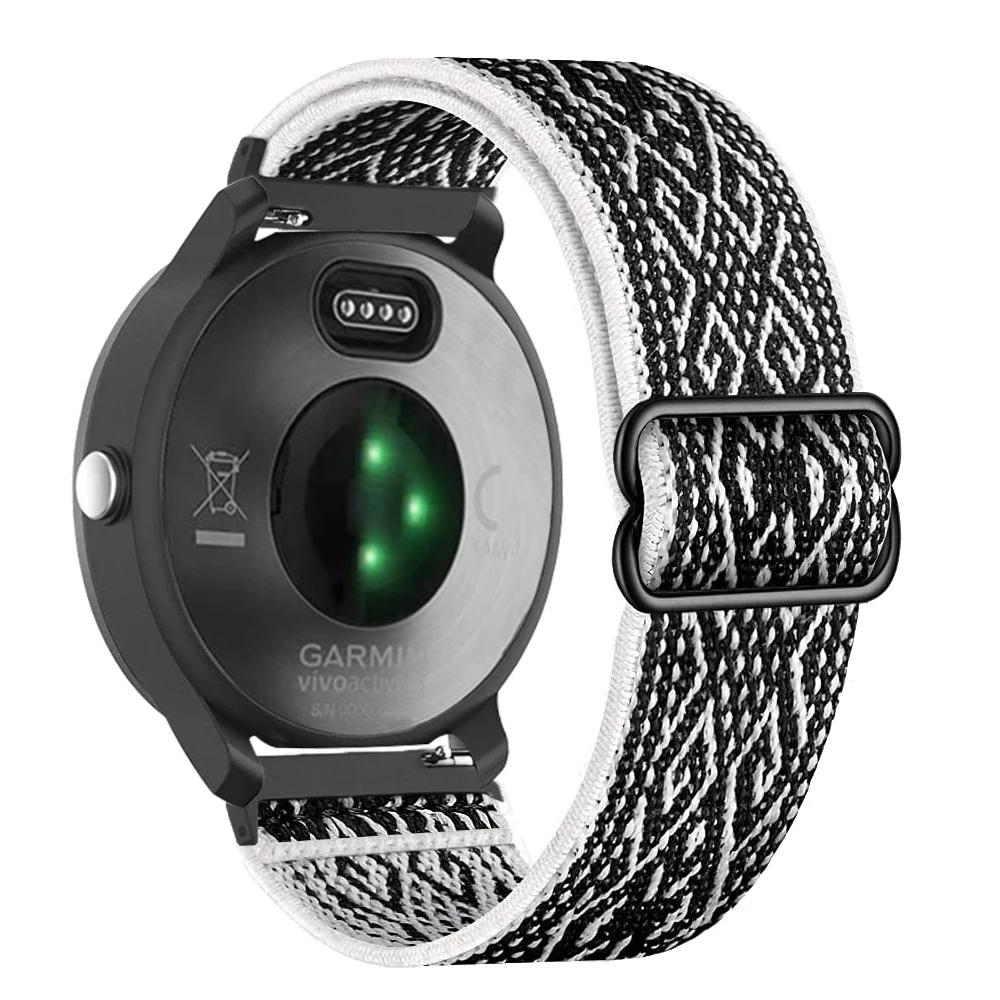 20 мм 22 мм нейлоновый ремешок для Garmin Vivoactive 4 3 HR, браслет для часов Venu 2 SQ Forerunner 645, эластичный браслет, Fenix 6 5 Pro