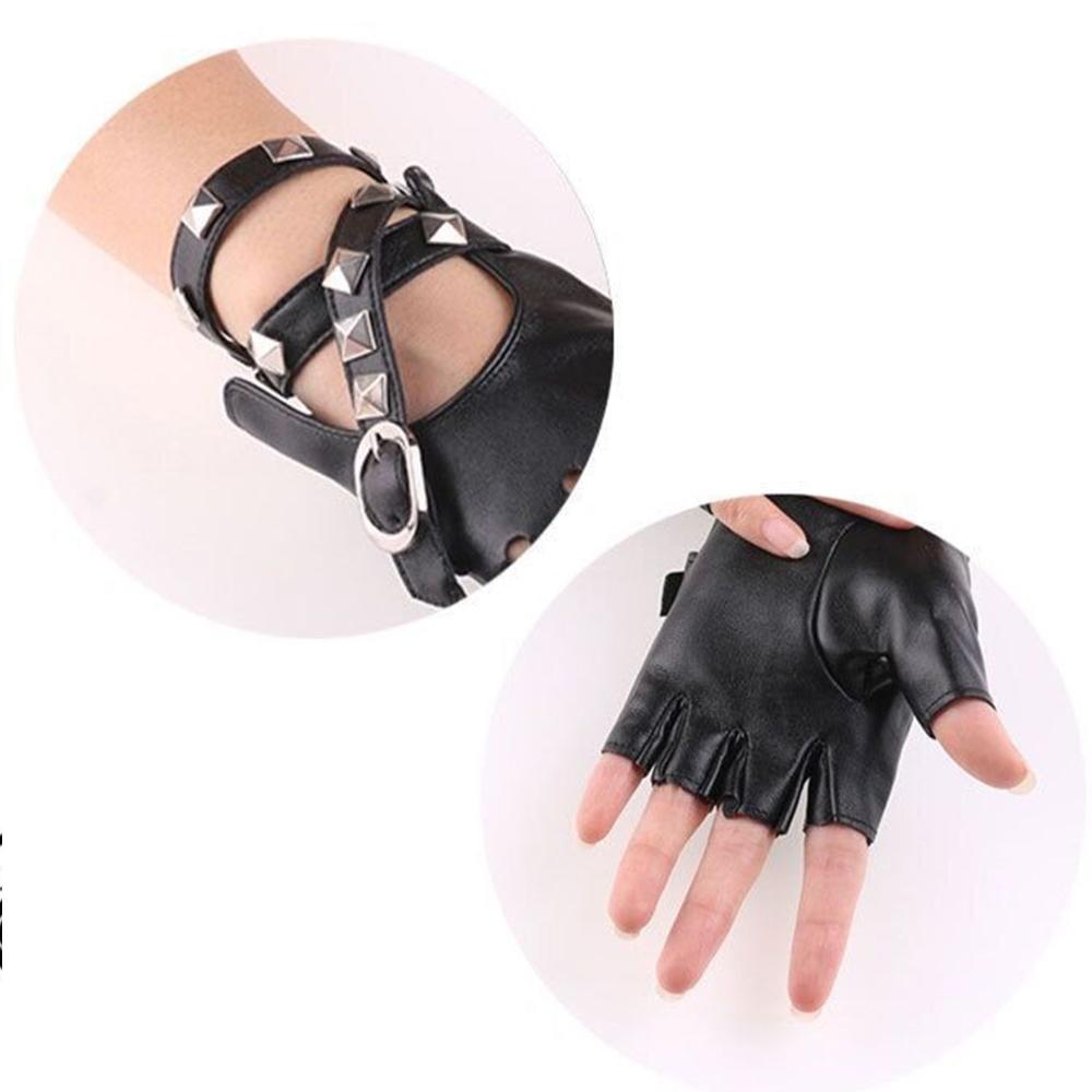 New Rivet Ride Leather Mittens Fingerless Punk Glove Gloves