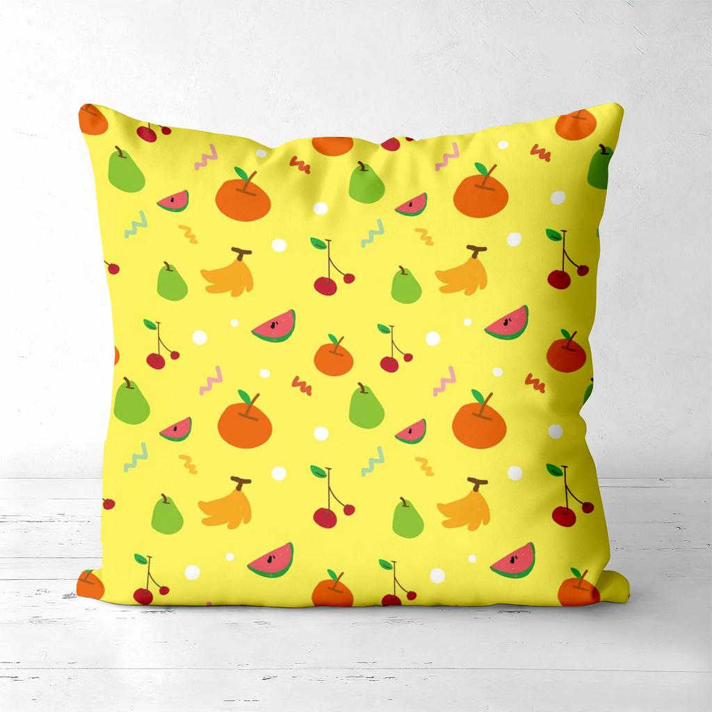 Pieces Cute Summer Fruit Print Square Throw Pillow Covers Pattern Cushion Cover Suitable for Sofa Bedroom Car Pillow Cover