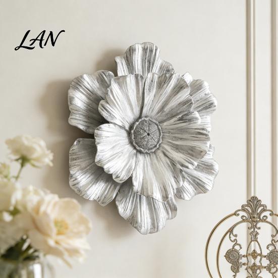 Home Wall Embellishments 3D Resin Flower Decoration, Modern Floral Art Sculpture, Decor Hanging Ornament for Living Room, Home, Office