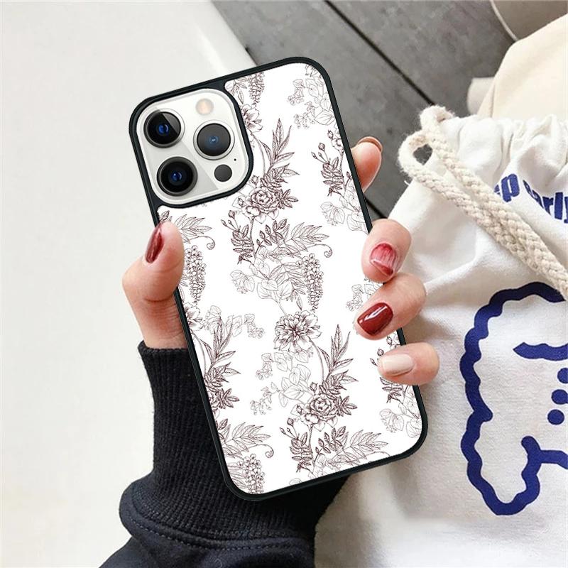 Винтажный чехол для телефона с цветами и листьями для iPhone 17 Air 15 16 Чехол 11 13 14 Pro Max 12 Plus Max Fundas