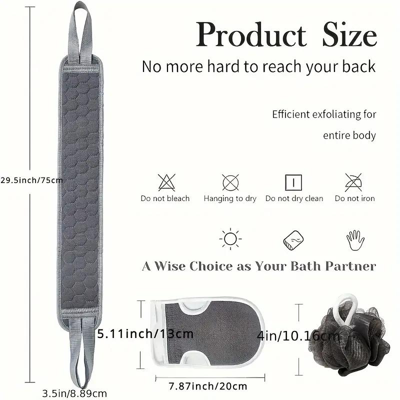 3Pcs 1set / 6Pcs 2set Back Scrubber Exfoliating Gloves and Loofah Bath Sponge Set for Men and Women Body Scrubber Scrubber Can Deep